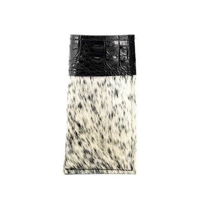 Sunglass Case - Black & White w/ Onyx Croc-Sunglass Case-Western-Cowhide-Bags-Handmade-Products-Gifts-Dancing Cactus Designs