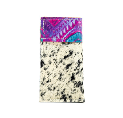 Sunglass Case - Black & White w/ Rio Aztec-Sunglass Case-Western-Cowhide-Bags-Handmade-Products-Gifts-Dancing Cactus Designs