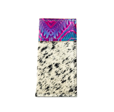 Sunglass Case - Black & White w/ Rio Aztec-Sunglass Case-Western-Cowhide-Bags-Handmade-Products-Gifts-Dancing Cactus Designs