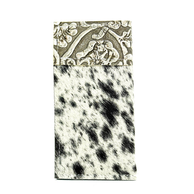 Sunglass Case - Black & White w/ Silver tool-Sunglass Case-Western-Cowhide-Bags-Handmade-Products-Gifts-Dancing Cactus Designs