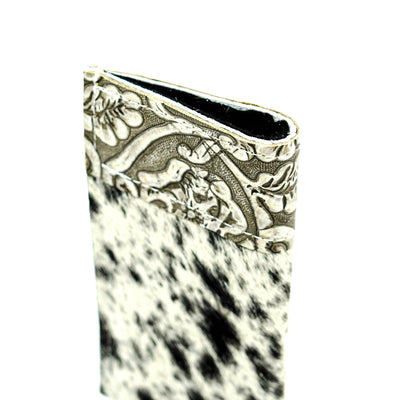 Sunglass Case - Black & White w/ Silver tool-Sunglass Case-Western-Cowhide-Bags-Handmade-Products-Gifts-Dancing Cactus Designs