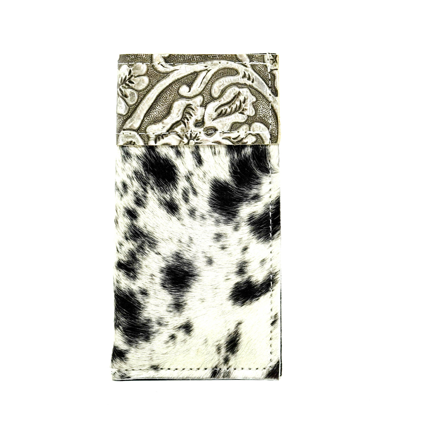 Sunglass Case - Black & White w/ Silver tool-Sunglass Case-Western-Cowhide-Bags-Handmade-Products-Gifts-Dancing Cactus Designs