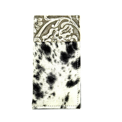Sunglass Case - Black & White w/ Silver tool-Sunglass Case-Western-Cowhide-Bags-Handmade-Products-Gifts-Dancing Cactus Designs