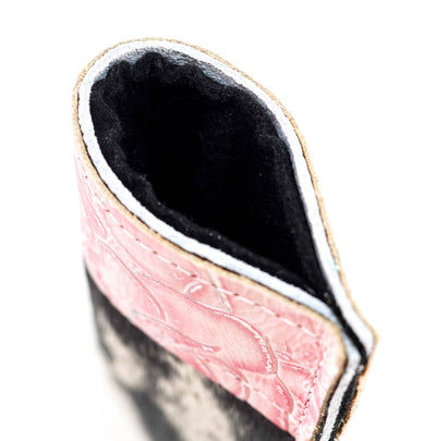 Sunglass Case - Black & White w/ Tropical Croc/Roses-Sunglass Case-Western-Cowhide-Bags-Handmade-Products-Gifts-Dancing Cactus Designs