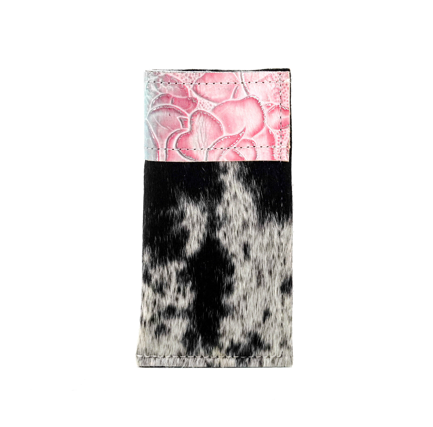 Sunglass Case - Black & White w/ Tropical Croc/Roses-Sunglass Case-Western-Cowhide-Bags-Handmade-Products-Gifts-Dancing Cactus Designs