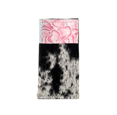 Sunglass Case - Black & White w/ Tropical Croc/Roses-Sunglass Case-Western-Cowhide-Bags-Handmade-Products-Gifts-Dancing Cactus Designs