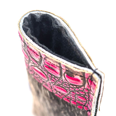 Sunglass Case - Brindle w/ Barbie Croc-Sunglass Case-Western-Cowhide-Bags-Handmade-Products-Gifts-Dancing Cactus Designs