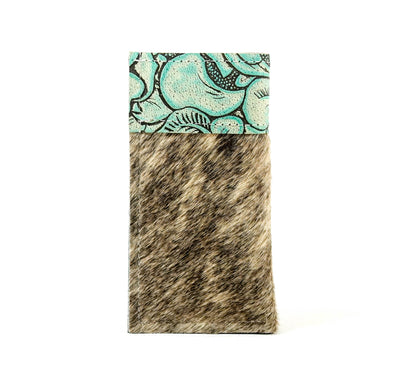 Sunglass Case - Brindle w/ Geode Roses-Sunglass Case-Western-Cowhide-Bags-Handmade-Products-Gifts-Dancing Cactus Designs