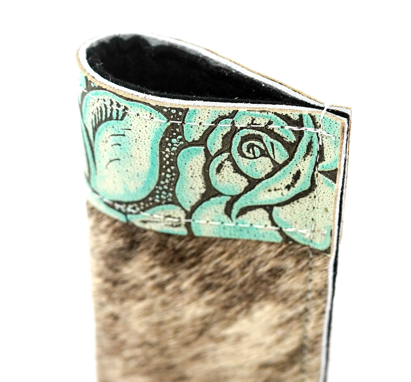 Sunglass Case - Brindle w/ Geode Roses-Sunglass Case-Western-Cowhide-Bags-Handmade-Products-Gifts-Dancing Cactus Designs