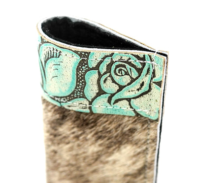 Sunglass Case - Brindle w/ Geode Roses-Sunglass Case-Western-Cowhide-Bags-Handmade-Products-Gifts-Dancing Cactus Designs