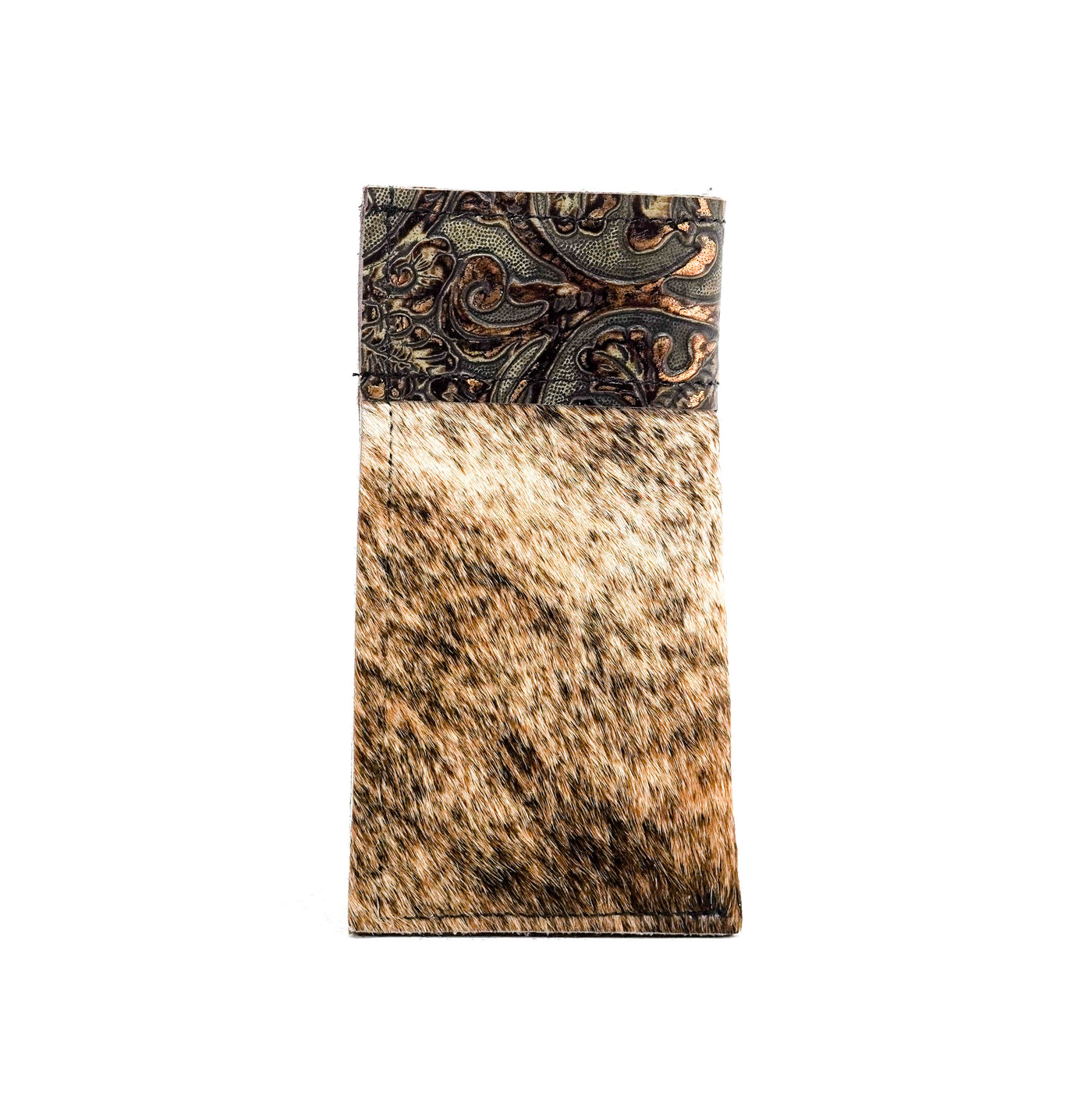 Sunglass Case - Brindle w/ Gilded Tool-Sunglass Case-Western-Cowhide-Bags-Handmade-Products-Gifts-Dancing Cactus Designs