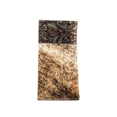 Sunglass Case - Brindle w/ Gilded Tool-Sunglass Case-Western-Cowhide-Bags-Handmade-Products-Gifts-Dancing Cactus Designs