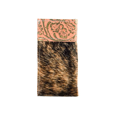 Sunglass Case - Brindle w/ Grapefruit tool-Sunglass Case-Western-Cowhide-Bags-Handmade-Products-Gifts-Dancing Cactus Designs