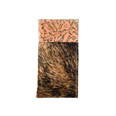 Sunglass Case - Brindle w/ Grapefruit tool-Sunglass Case-Western-Cowhide-Bags-Handmade-Products-Gifts-Dancing Cactus Designs