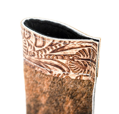Sunglass Case - Brindle w/ Ivory & Brown Dallas Tool-Sunglass Case-Western-Cowhide-Bags-Handmade-Products-Gifts-Dancing Cactus Designs