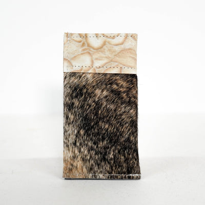 Sunglass Case - Brindle w/ Marshmallow Roses-Sunglass Case-Western-Cowhide-Bags-Handmade-Products-Gifts-Dancing Cactus Designs