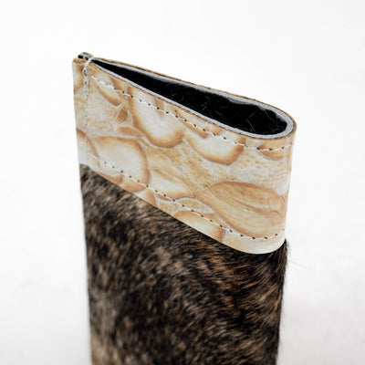 Sunglass Case - Brindle w/ Marshmallow Roses-Sunglass Case-Western-Cowhide-Bags-Handmade-Products-Gifts-Dancing Cactus Designs