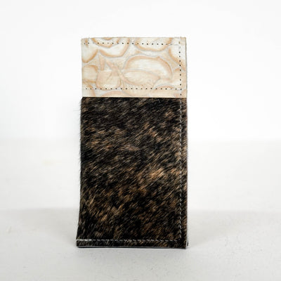 Sunglass Case - Brindle w/ Marshmallow Roses-Sunglass Case-Western-Cowhide-Bags-Handmade-Products-Gifts-Dancing Cactus Designs