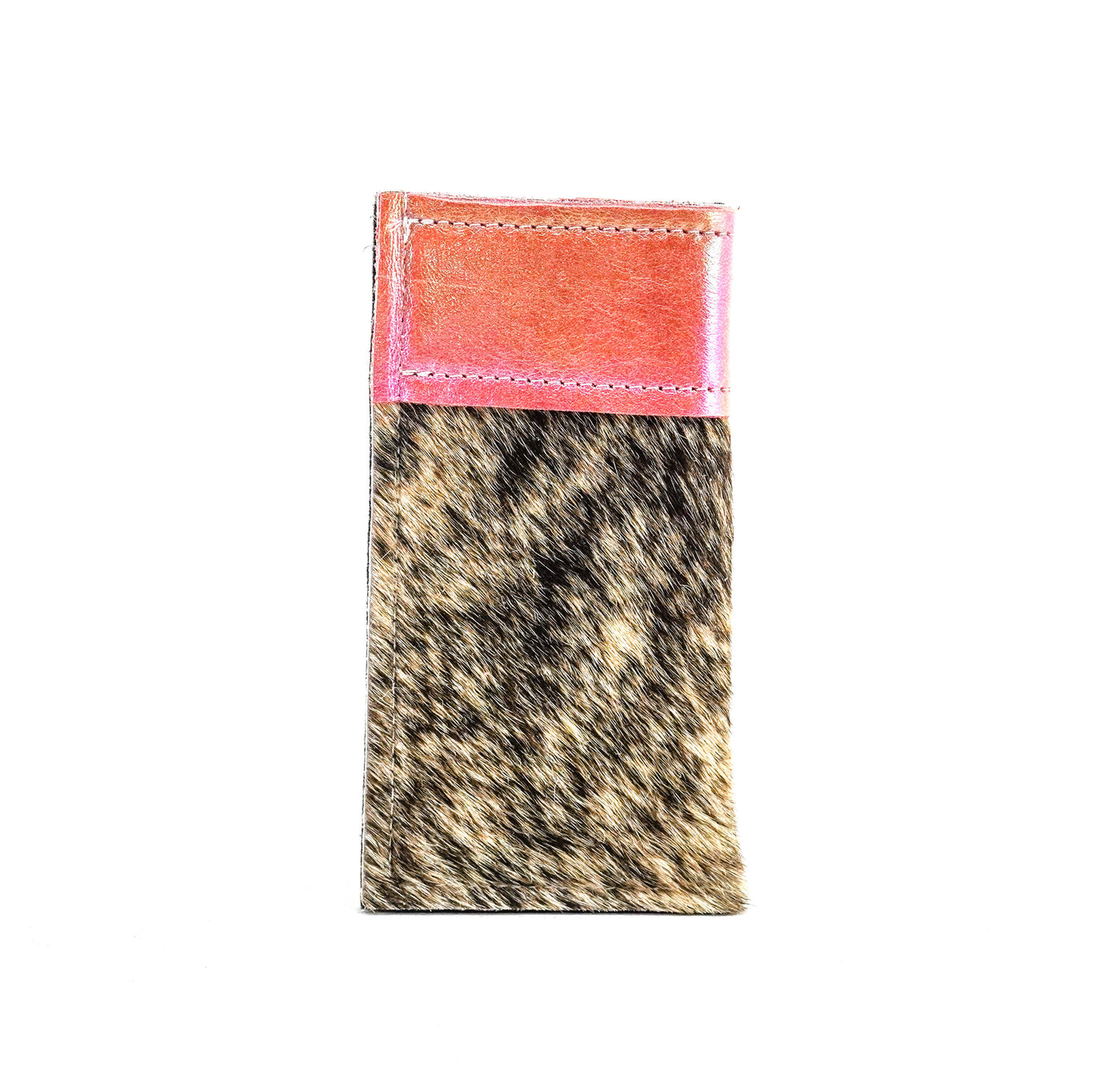 Sunglass Case - Brindle w/ Powder Pink Iridescent-Sunglass Case-Western-Cowhide-Bags-Handmade-Products-Gifts-Dancing Cactus Designs