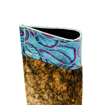 Sunglass Case - Brindle w/ Rio Roses-Sunglass Case-Western-Cowhide-Bags-Handmade-Products-Gifts-Dancing Cactus Designs