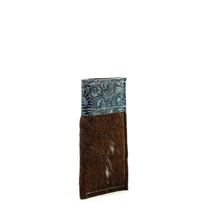 Sunglass Case - Brindle w/ Sapphire Tool-Sunglass Case-Western-Cowhide-Bags-Handmade-Products-Gifts-Dancing Cactus Designs