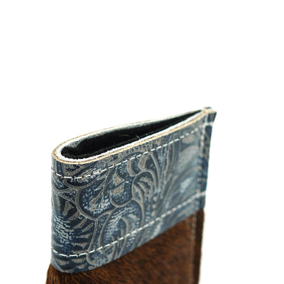 Sunglass Case - Brindle w/ Sapphire Tool-Sunglass Case-Western-Cowhide-Bags-Handmade-Products-Gifts-Dancing Cactus Designs