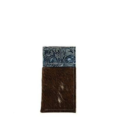 Sunglass Case - Brindle w/ Sapphire Tool-Sunglass Case-Western-Cowhide-Bags-Handmade-Products-Gifts-Dancing Cactus Designs