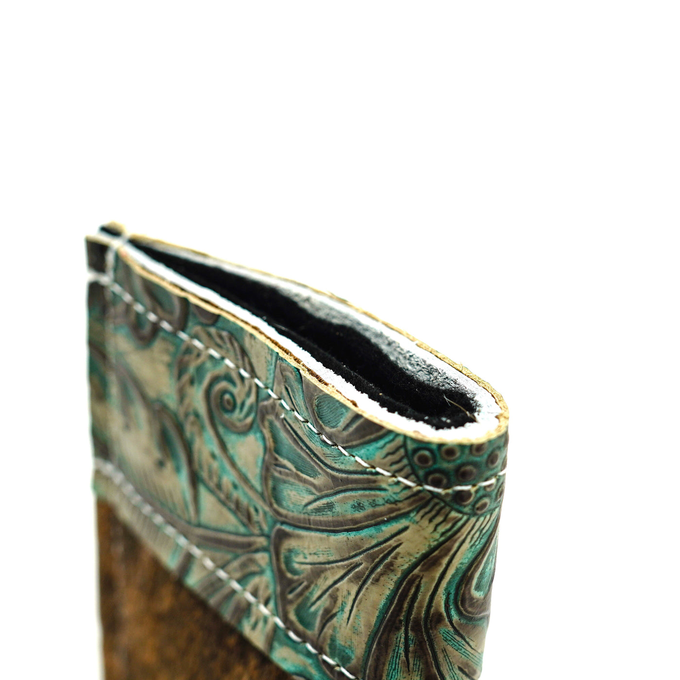 Sunglass Case - Brindle w/ Turquoise Autumn-Sunglass Case-Western-Cowhide-Bags-Handmade-Products-Gifts-Dancing Cactus Designs