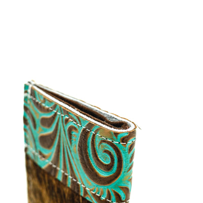 Sunglass Case - Brindle w/ Turquoise Caracole-Sunglass Case-Western-Cowhide-Bags-Handmade-Products-Gifts-Dancing Cactus Designs