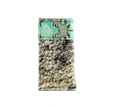 Sunglass Case - Chocolate & White w/ Mint Laredo-Sunglass Case-Western-Cowhide-Bags-Handmade-Products-Gifts-Dancing Cactus Designs