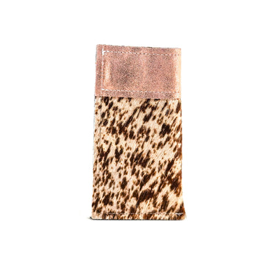 Sunglass Case - Chocolate & White w/ Rose Gold Glitter-Sunglass Case-Western-Cowhide-Bags-Handmade-Products-Gifts-Dancing Cactus Designs