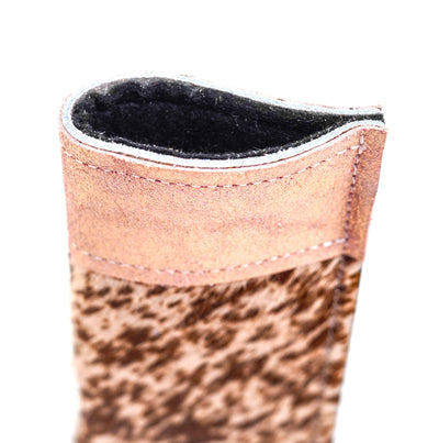 Sunglass Case - Chocolate & White w/ Rose Gold Glitter-Sunglass Case-Western-Cowhide-Bags-Handmade-Products-Gifts-Dancing Cactus Designs