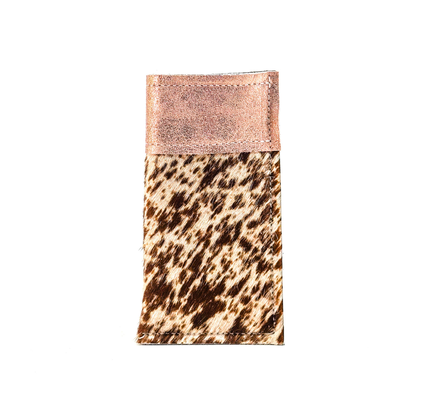 Sunglass Case - Chocolate & White w/ Rose Gold Glitter-Sunglass Case-Western-Cowhide-Bags-Handmade-Products-Gifts-Dancing Cactus Designs