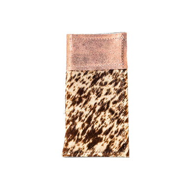 Sunglass Case - Chocolate & White w/ Rose Gold Glitter-Sunglass Case-Western-Cowhide-Bags-Handmade-Products-Gifts-Dancing Cactus Designs