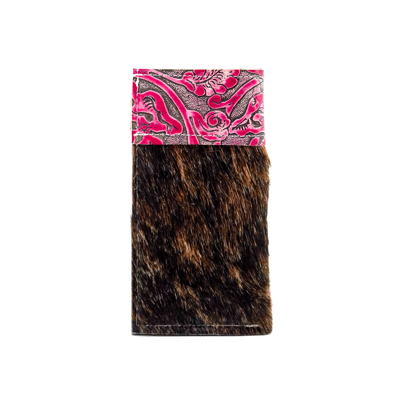Sunglass Case - Dark Brindle w/ Cowgirl Tool-Sunglass Case-Western-Cowhide-Bags-Handmade-Products-Gifts-Dancing Cactus Designs