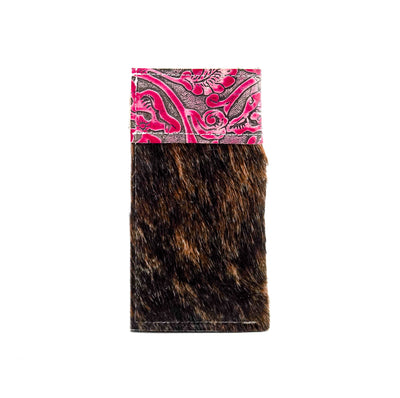 Sunglass Case - Dark Brindle w/ Cowgirl Tool-Sunglass Case-Western-Cowhide-Bags-Handmade-Products-Gifts-Dancing Cactus Designs