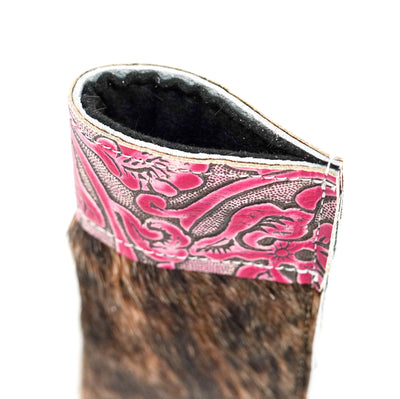 Sunglass Case - Dark Brindle w/ Cowgirl Tool-Sunglass Case-Western-Cowhide-Bags-Handmade-Products-Gifts-Dancing Cactus Designs