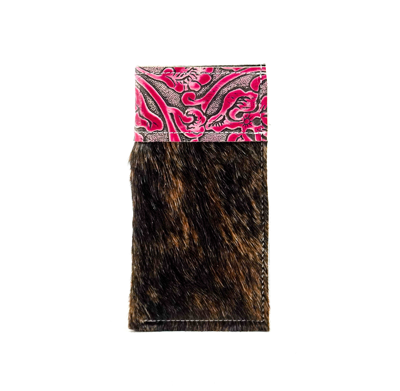 Sunglass Case - Dark Brindle w/ Cowgirl Tool-Sunglass Case-Western-Cowhide-Bags-Handmade-Products-Gifts-Dancing Cactus Designs