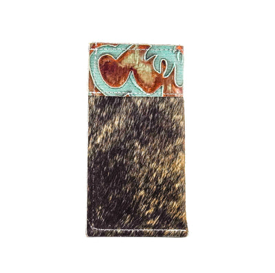 Sunglass Case - Dark Brindle w/ Patriot Laredo-Sunglass Case-Western-Cowhide-Bags-Handmade-Products-Gifts-Dancing Cactus Designs