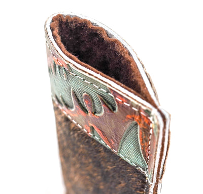Sunglass Case - Dark Brindle w/ Patriot Laredo-Sunglass Case-Western-Cowhide-Bags-Handmade-Products-Gifts-Dancing Cactus Designs