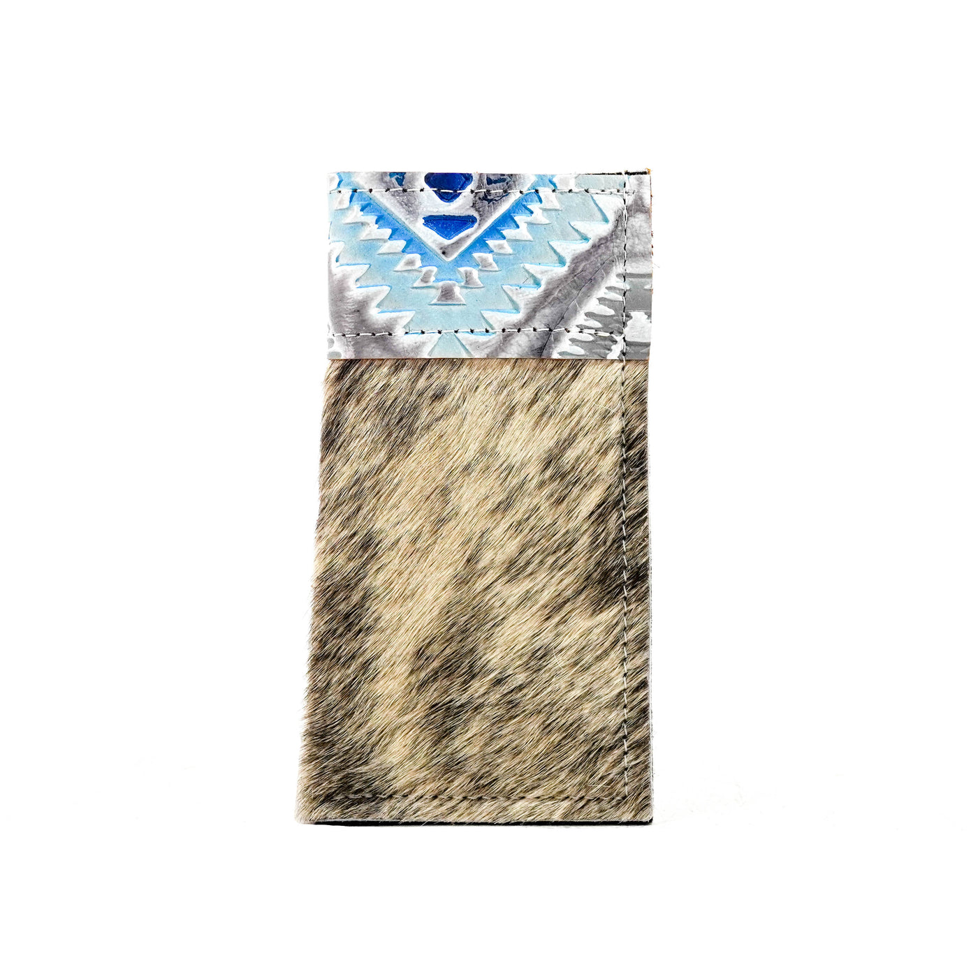 Sunglass Case - Light Brindle w/ Rocky Mountain Aztec-Sunglass Case-Western-Cowhide-Bags-Handmade-Products-Gifts-Dancing Cactus Designs