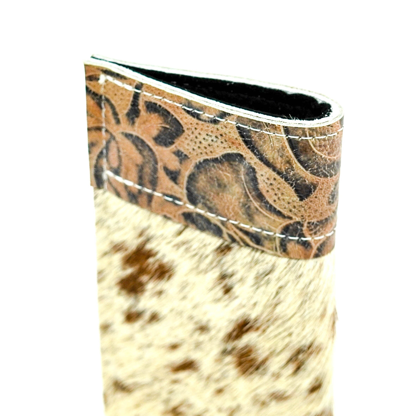 Sunglass Case - Longhorn w/ Antique Sundance Roses-Sunglass Case-Western-Cowhide-Bags-Handmade-Products-Gifts-Dancing Cactus Designs