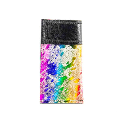 Sunglass Case - Rainbow Acid w/ Black Iridescent-Sunglass Case-Western-Cowhide-Bags-Handmade-Products-Gifts-Dancing Cactus Designs