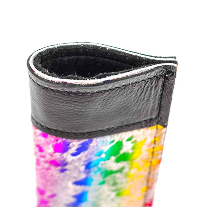 Sunglass Case - Rainbow Acid w/ Black Iridescent-Sunglass Case-Western-Cowhide-Bags-Handmade-Products-Gifts-Dancing Cactus Designs