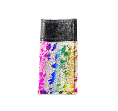 Sunglass Case - Rainbow Acid w/ Black Iridescent-Sunglass Case-Western-Cowhide-Bags-Handmade-Products-Gifts-Dancing Cactus Designs