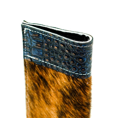 Sunglass Case - Red Brindle w/ Midnight Croc-Sunglass Case-Western-Cowhide-Bags-Handmade-Products-Gifts-Dancing Cactus Designs