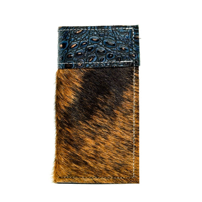 Sunglass Case - Red Brindle w/ Midnight Croc-Sunglass Case-Western-Cowhide-Bags-Handmade-Products-Gifts-Dancing Cactus Designs
