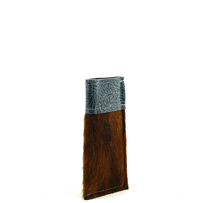 Sunglass Case - Roan w/ Blue Jean Tool-Sunglass Case-Western-Cowhide-Bags-Handmade-Products-Gifts-Dancing Cactus Designs