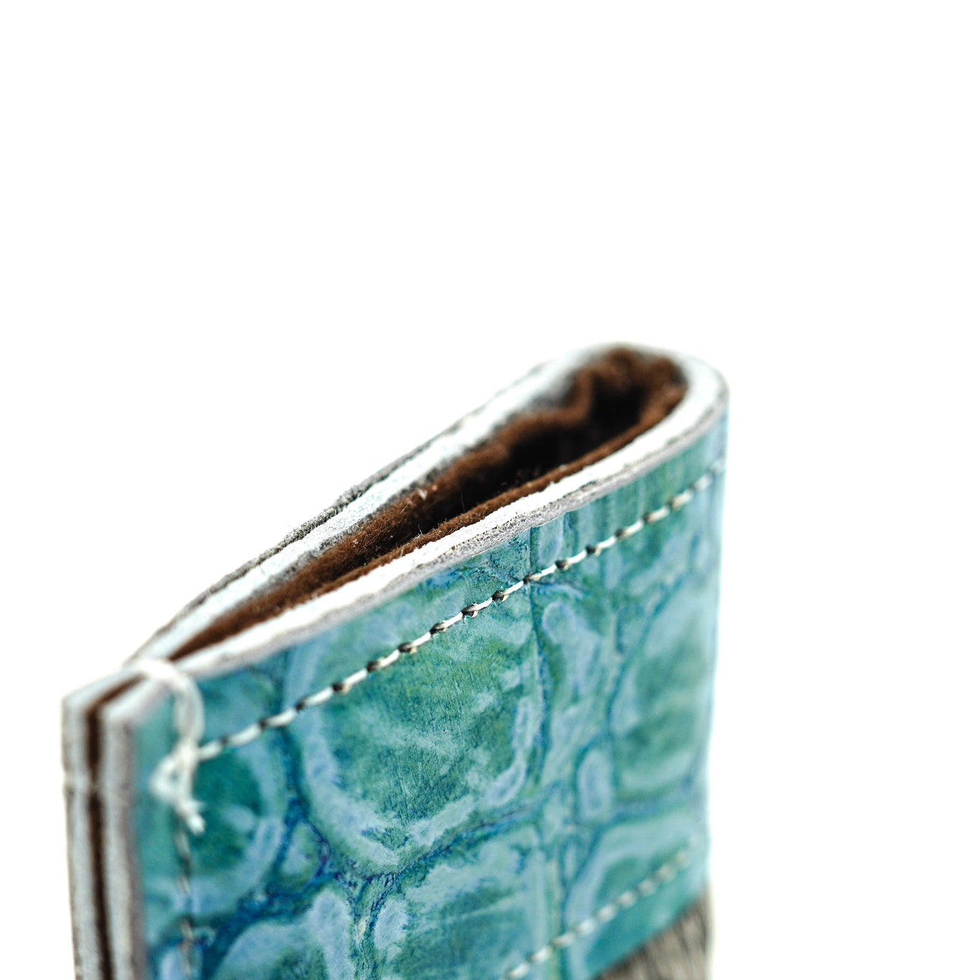 Sunglass Case - Salt & Pepper w/ Aqua Tortoise-Sunglass Case-Western-Cowhide-Bags-Handmade-Products-Gifts-Dancing Cactus Designs