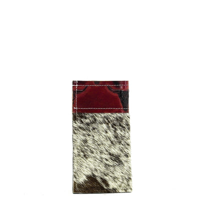 Sunglass Case - Salt & Pepper w/ Burgundy Skulls-Sunglass Case-Western-Cowhide-Bags-Handmade-Products-Gifts-Dancing Cactus Designs